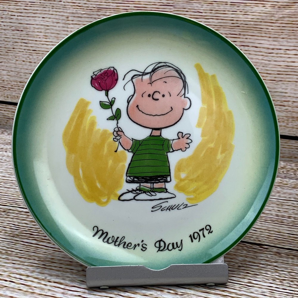 Vintage Schmid Peanuts 1972 Mothers‎ Day 8" Plate Charles Schulz Linus w/ Box